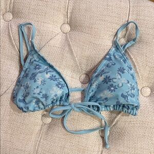 PacSun Sky Blue Floral Triangle Bikini Top